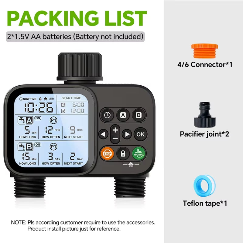 A21I-Household Solar Irrigation Timer LCD Automatic Irrigation System Outdoor Smart Garden Watering Tool Adjustable Program