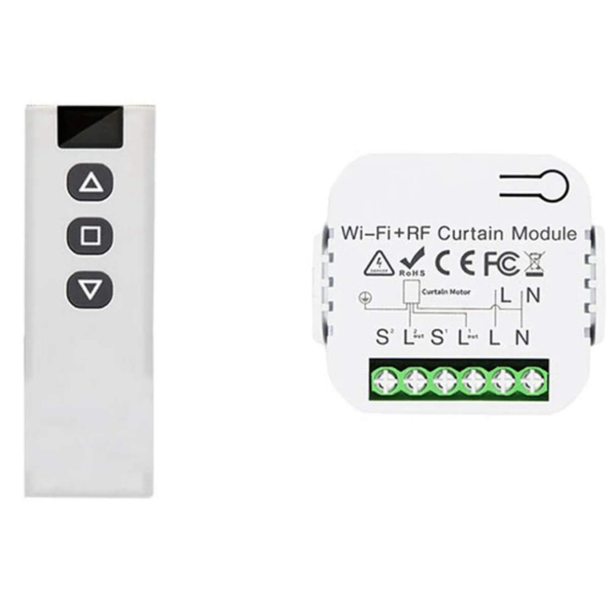 HLZS-4X Tuya Smart Life Wifi 433Mhz Blind Curtain Switch With RF Remote For Electric Roller Shutter Control, 1RC 1RE