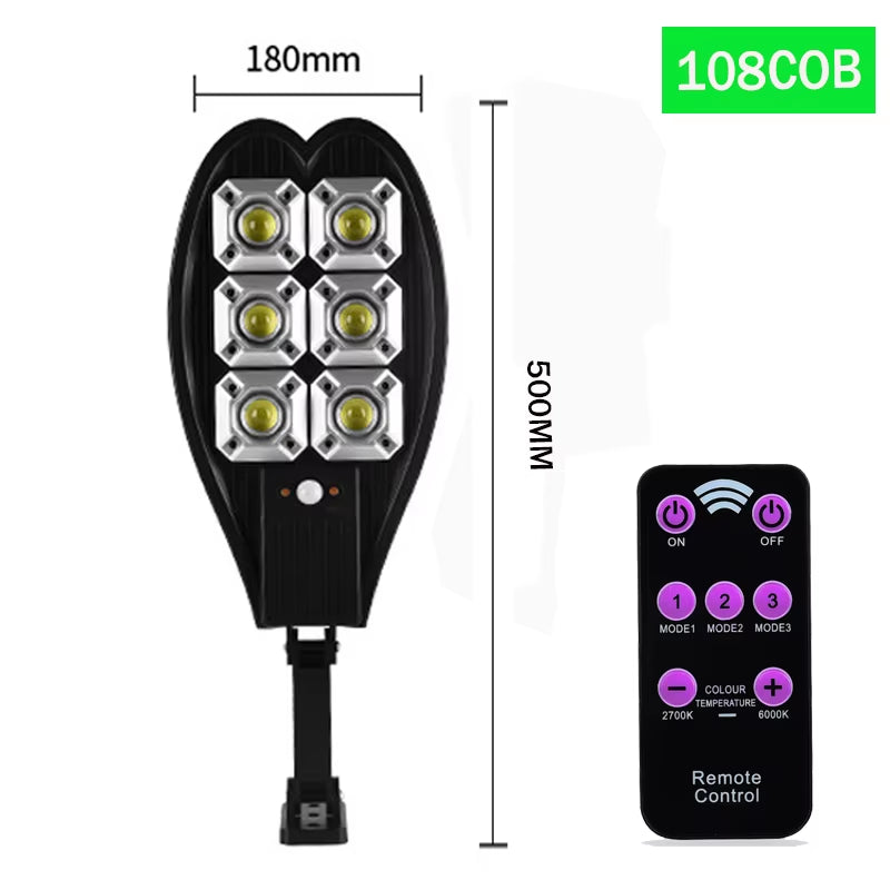 160COB Solar LED Street Light Waterproof Smart Remote Control PIR Motion Sensor Lamp 1500W Outdoor Garden Security Wall Light