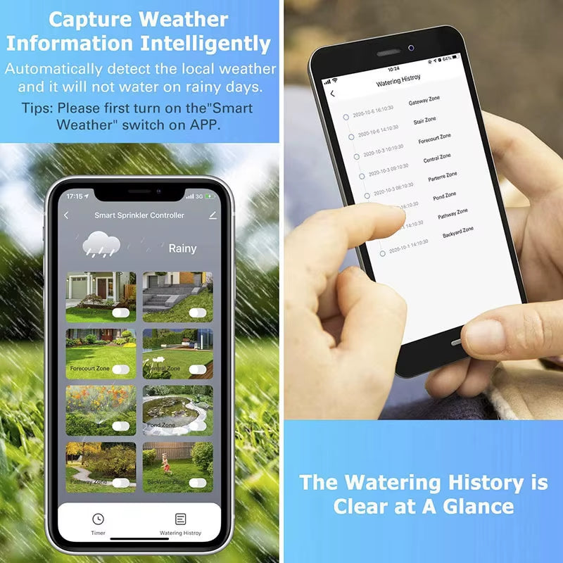 WIFI Smart Garden Irrigation Watering Timer Irrigation Water Solenoid Valve 4/6/8-Way Programmable Drip Garden Watering System