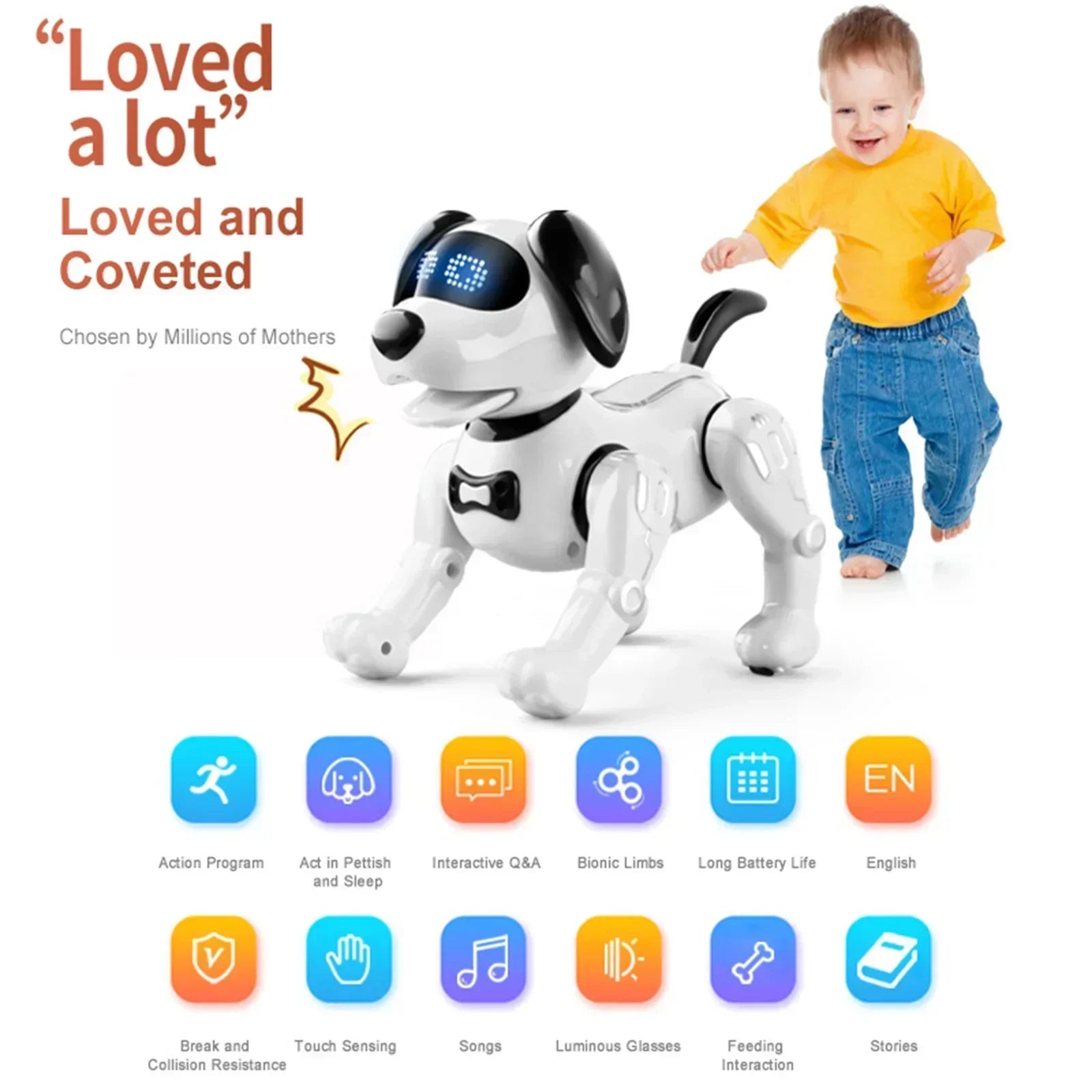 RC Electronic Robot Walking Dancing Dog Intelligent Touch Remote Control Pet Toy for Boys Girls Birthday Gifts