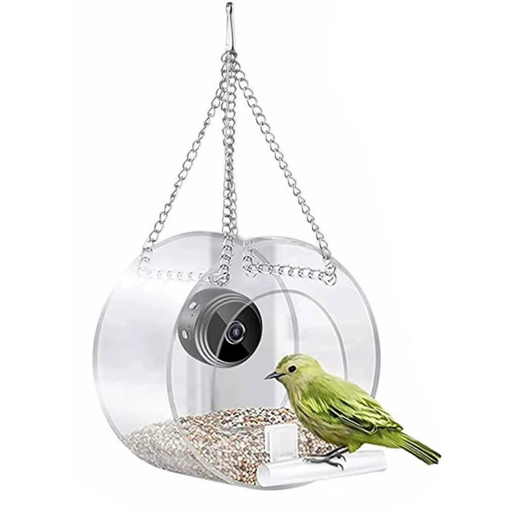 Smart Bird House Pet Feeder Acrylic with Camera Home Pet Bird Feeder Transparent 1080P HD Easy Installation for Outdoor Garden