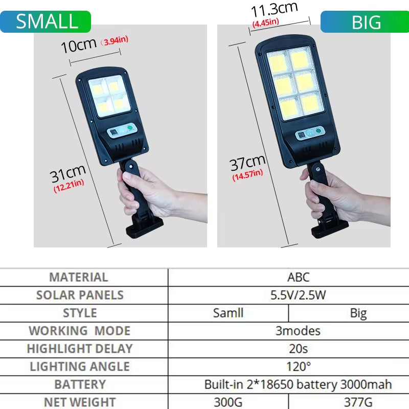1500W IPX65 Waterproof Solar Light PIR Motion Sensor Garden Wall Outdoor Indoor Solar Street Smart Lamp with Remote Control