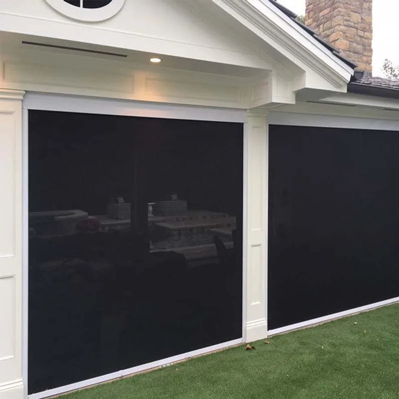 Automatic Smart Remote Control Ziptrack Windproof and Waterproof Outdoor Roller Blinds Outdoor Heavy Duty Blinds