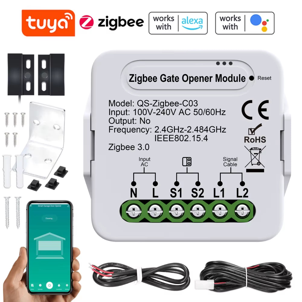 Tuya Smart Garage Controller Opener Wifi Zigbee3.0 Universal Garage Door Control Switch with Accessories Voice for Alexa Google