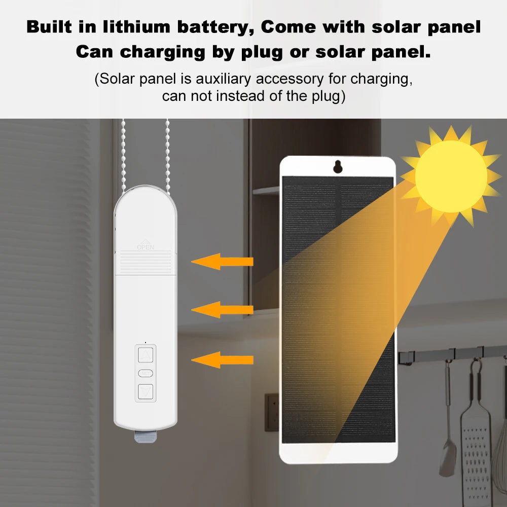 Tuya Zigbee Smart Electric Curtain Motor Chain Roller Blinds Pull Bead Curtain Switch System With Solar Panel Alexa Google Home