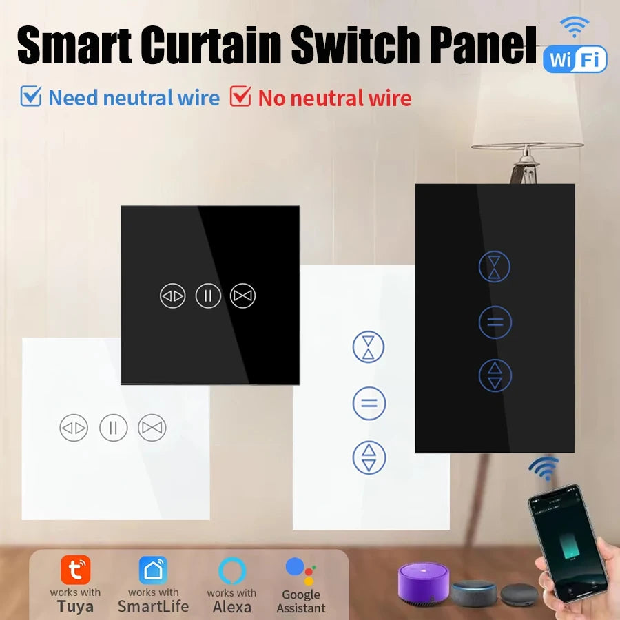 Tuya Smart WiFi Curtain Switch Touch Wall Switch for Roller Shutter Electric Window Motor Voice Control Alexa Google Home Alice
