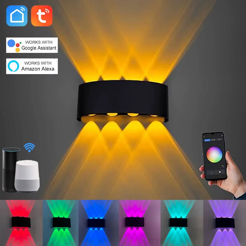 Tuya up and down Wall Light Smart Life APP RGB Outdoor Porch Colored Light Party Garden Porch Lighting Work with Alexa Google
