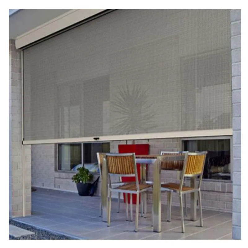 Automatic Smart Remote Control Ziptrack Windproof and Waterproof Outdoor Roller Blinds Outdoor Heavy Duty Blinds