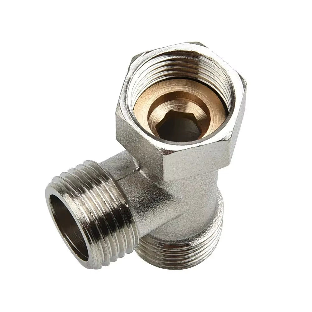 Stainless Steel T Adapter G1/ 2" T-Valve Diverter Valve Three Way Device Hole for Bath Bidet Sprayer Shower