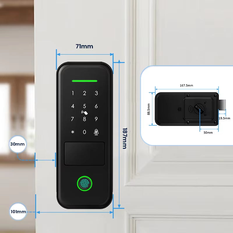 Fingerprint Waterproof Outdoor Garden Lock Remote TUYA WIFI App Smart Life Code Keyless Smart Door Lock Electric Rim Lock