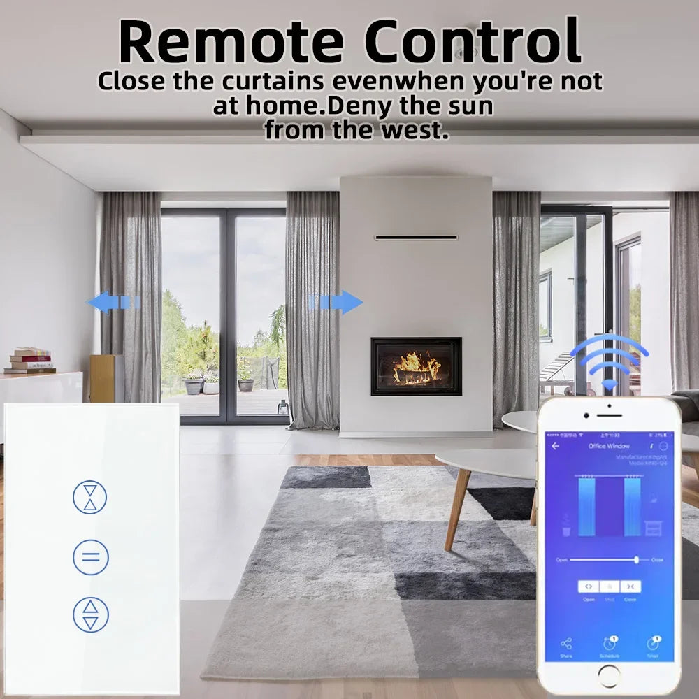 Tuya Smart WiFi Curtain Switch Touch Wall Switch for Roller Shutter Electric Window Motor Voice Control Alexa Google Home Alice