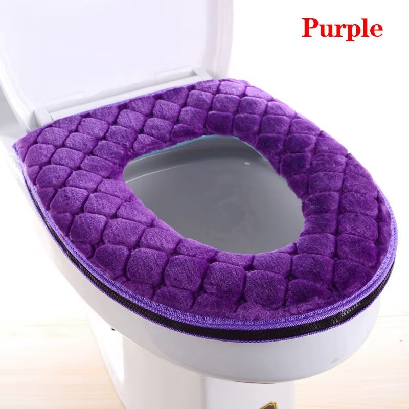 Newest Thickened Toilet Seat Cover Winter Warm Soft Washable Toilet Seat Cover Toilet Lid Cover Bidet Cover Bathroom Accessories