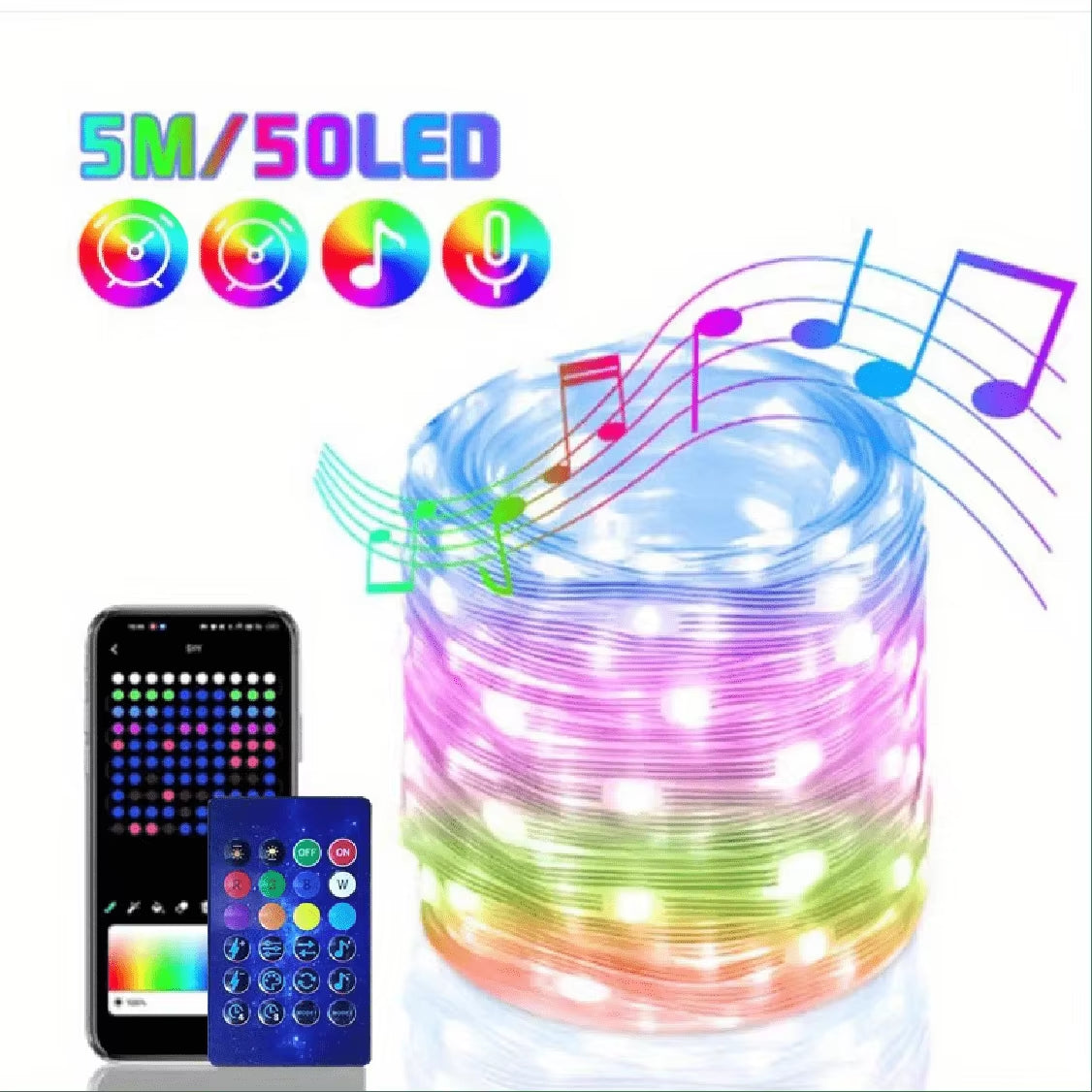 WS2812B RGB LED String 20M 10M 5M DIY Smart IC APP Bluetooth Remote Fairy Lights Dreamcolor Garden Party Christmas Wedding Decor