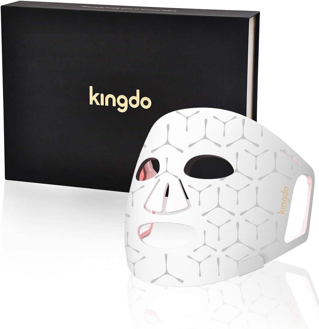 Kingdo 4-Colors LED Face Mask with 100 Leds - near Infrared, Blue & Red Light Therapy for Face, LED Face Mask Light Therapy Device Tool Beauty Skin Care(White)