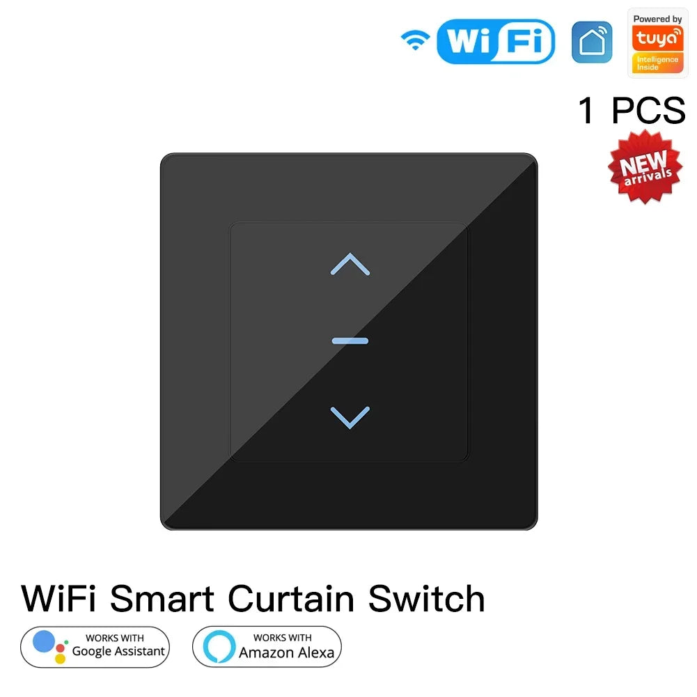 New WiFi Smart Curtain Switch Touch Design for Motorized Curtains and Roller Blinds work with Tuya Smart Life App Alexa Google
