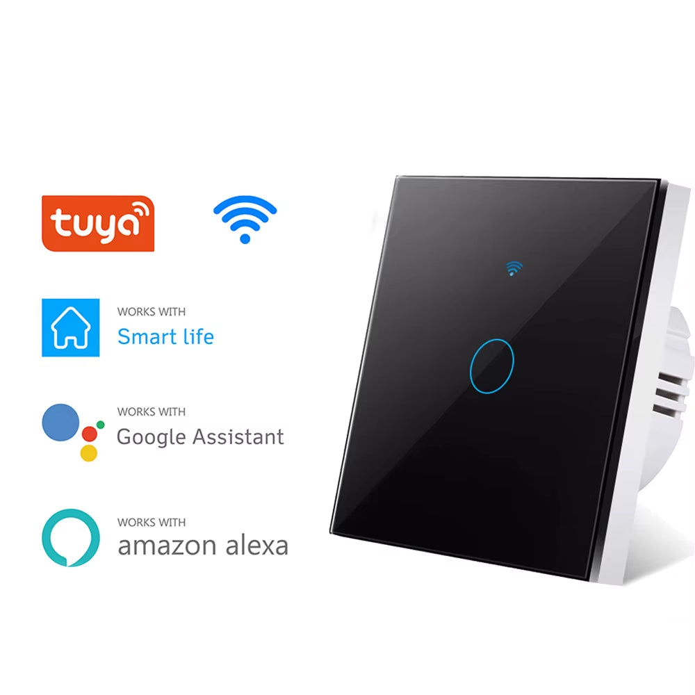 EU Wifi Smart Light Switches No Neutral Wire Touch Switch RF433 Smart Home Life Tuya App Control Support Alexa Google Home