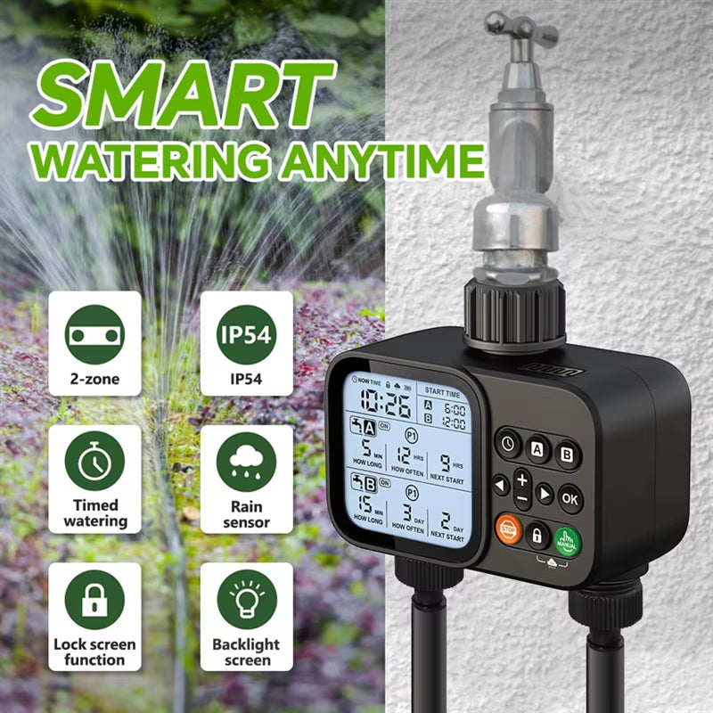 A21I-Household Solar Irrigation Timer LCD Automatic Irrigation System Outdoor Smart Garden Watering Tool Adjustable Program