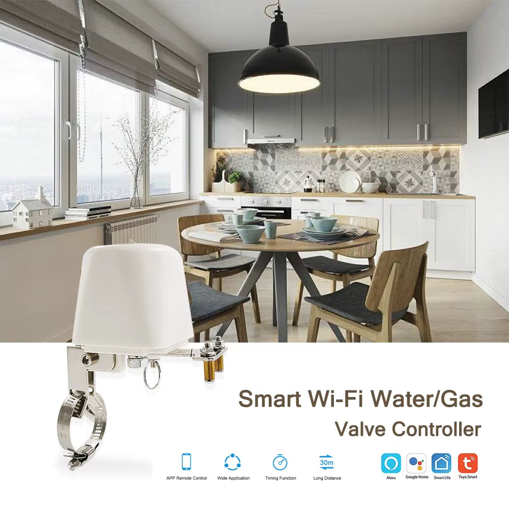 Smart Home Automation Control Valve Tuya Zigbee Wireless Control Gas Water Valve for Gas Work with Alexa,Google Assistant