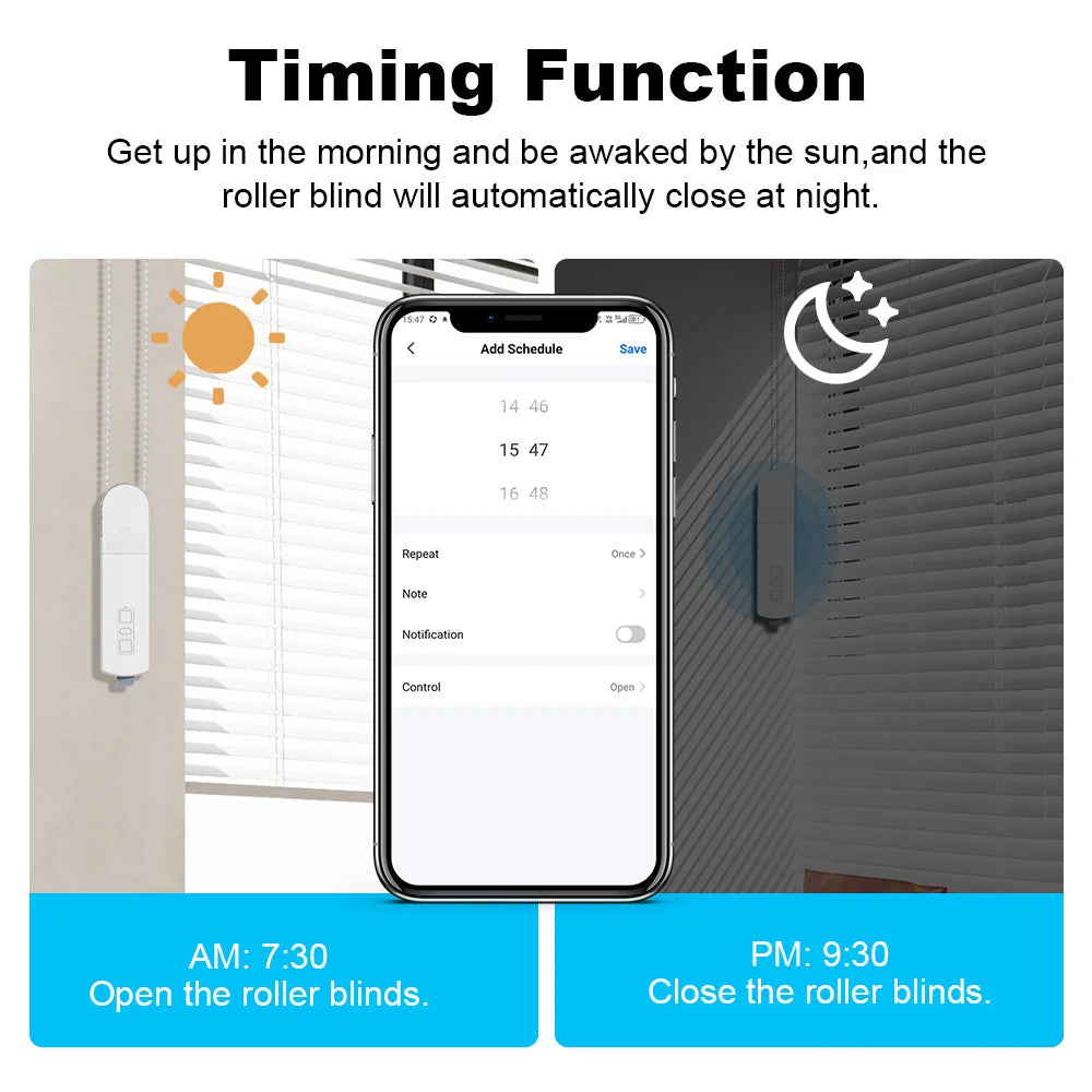 Tuya WiFi Smart DIY Roller Shade Blinds Motor Pull Bead Motorized Chain Blind System support For Alexa Google Home Voice Control