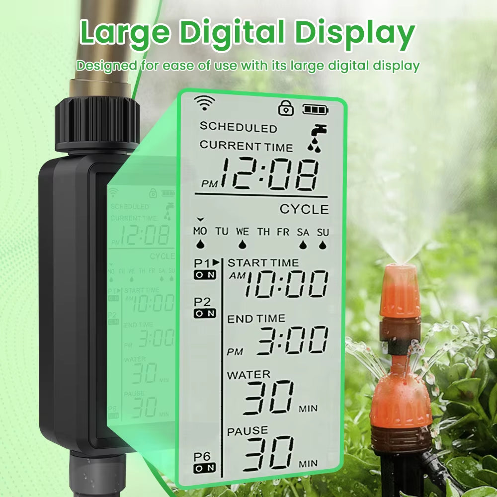 AVATTO Tuya WIFI Smart Garden Watering Timer with Large LCD Display for Home & Outdoor Irrigation,Automatic Garden Watering Tool