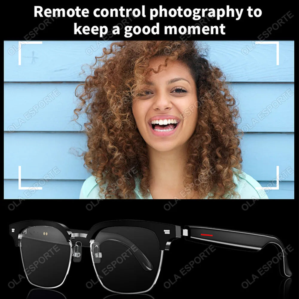 Smart Glasses Blue Light Filtering Polarized Sunglass Lenses Audio Built-in Mic Speakers Touch Voice Assistant Glasses Earphones