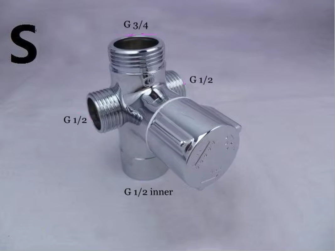 Three-Way Water Diverter T-Shaped Adapter Shower Diverters Connector Toilet Bidet Water Separator Faucet Splitter Valve