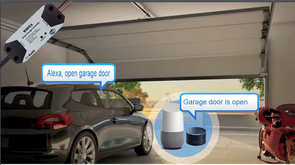Wifi Switch Smart Garage Door Opener Controller Work with Alexa Echo Google Home Smartlife/Tuya APP Control No Hub Require