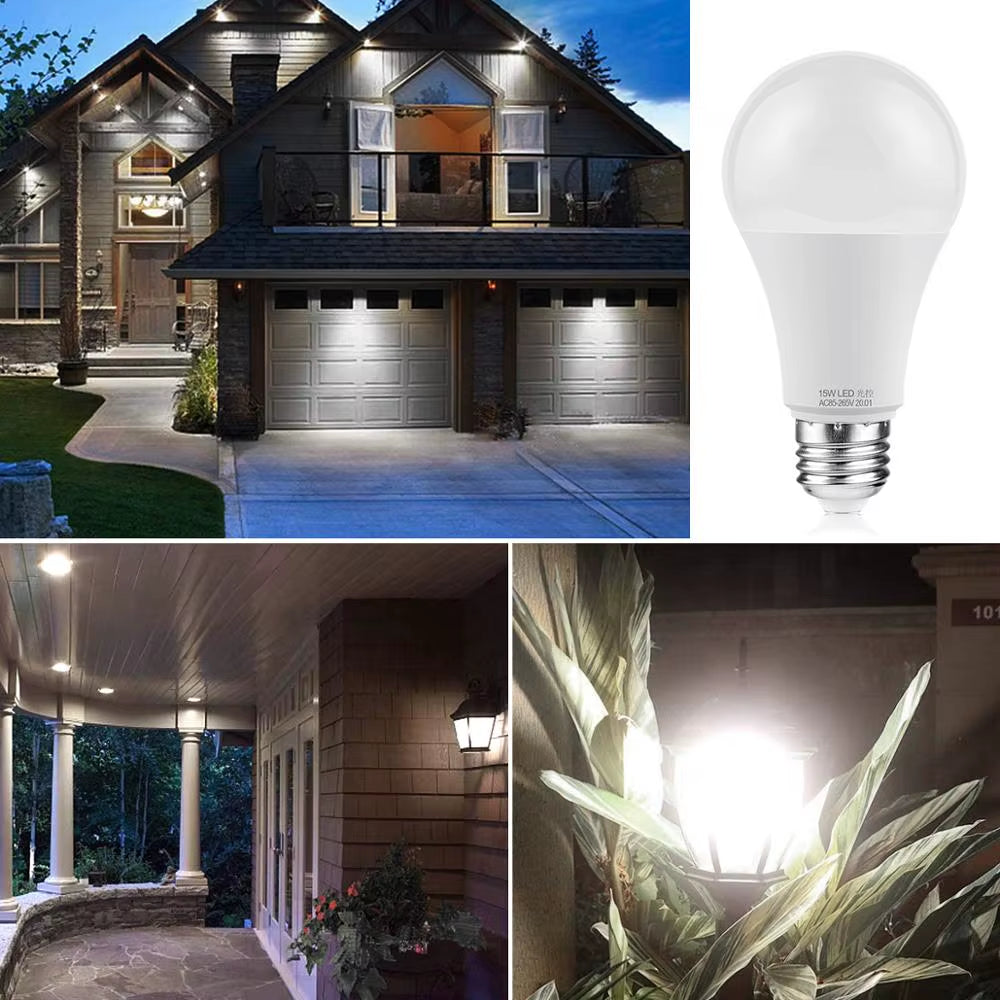 15W LED Dusk to Dawn Night Light Bulb with Light Sensor Smart Lamp Auto Switch ON/OFF Garden Lighting Decoration 110V/220V