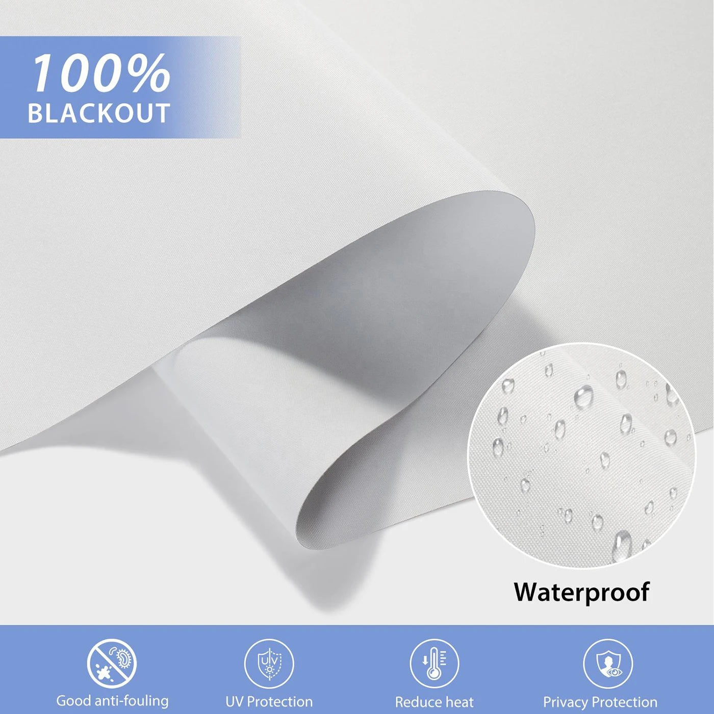 Smart Electric White Blackout Roller Blinds Motorized Window Shades Waterproof Projector Screen Set for Living Room Use