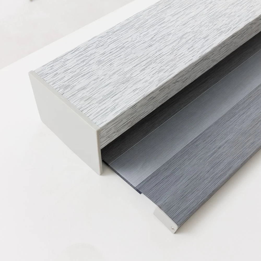 Mechanical Motor Dual Layer zebra Shade Two Tubes up Rail Roller Window Blinds Double Roller Blinds