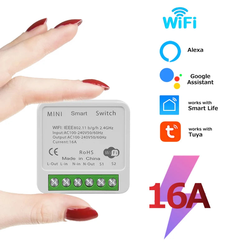 Tuya WiFi/Zigbee 3.0 Smart Switch Mini Breaker DIY Module Remote Timer Wireless Light Control Work with Smart Life Alexa Google