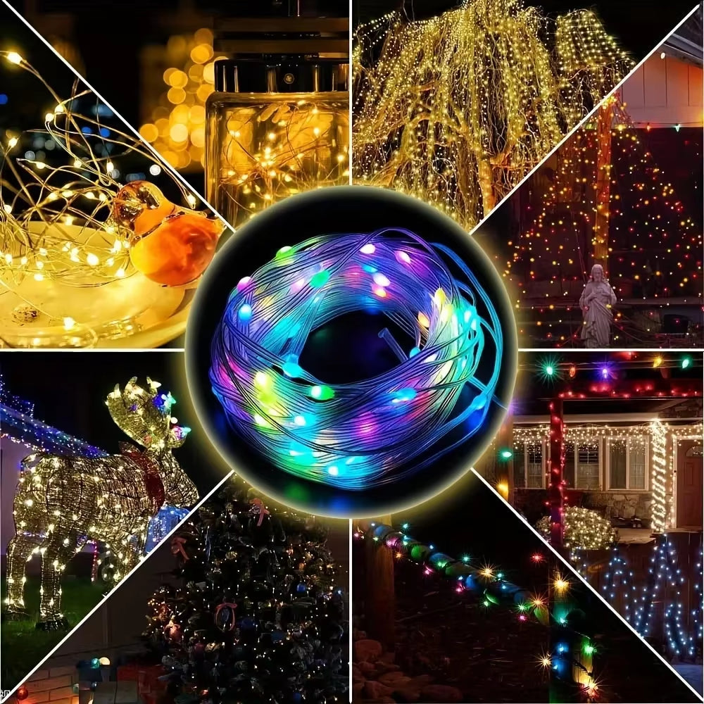 WS2812B LED String Light Smart Bluetooth Remote Control RGBIC Fairy Lamp USB Waterproof for Christmas Tree Lights Home Decor