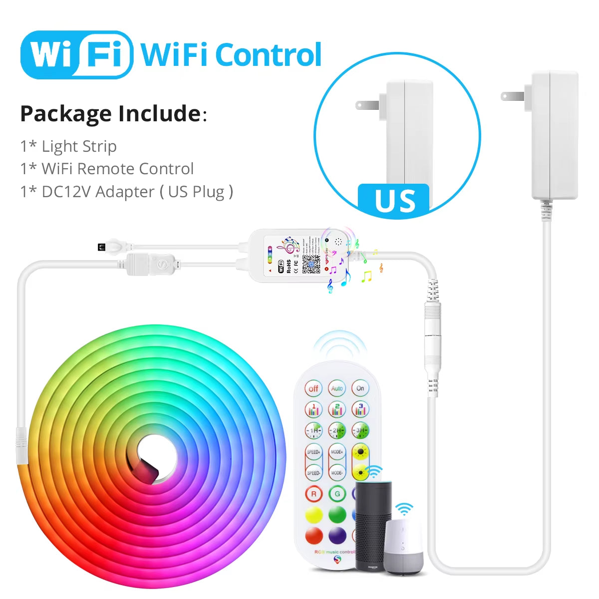 Tuya Smart Life 12V RGB Neon Light LED Strip Voice Control Neon Rope Tube Outdoor Garden Backlight Decoration Alexa Google Home