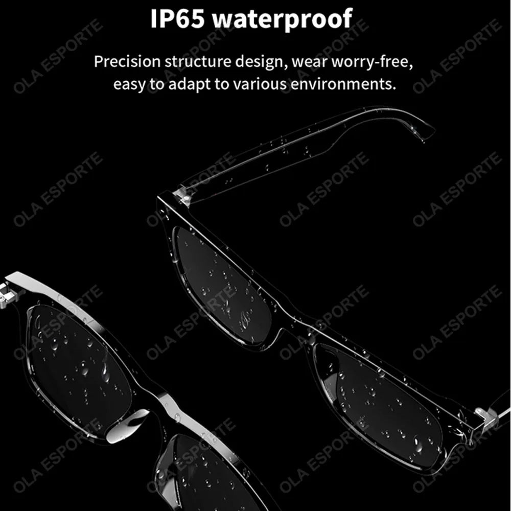 Smart Glasses Blue Light Filtering Polarized Sunglass Lenses Audio Built-in Mic Speakers Touch Voice Assistant Glasses Earphones