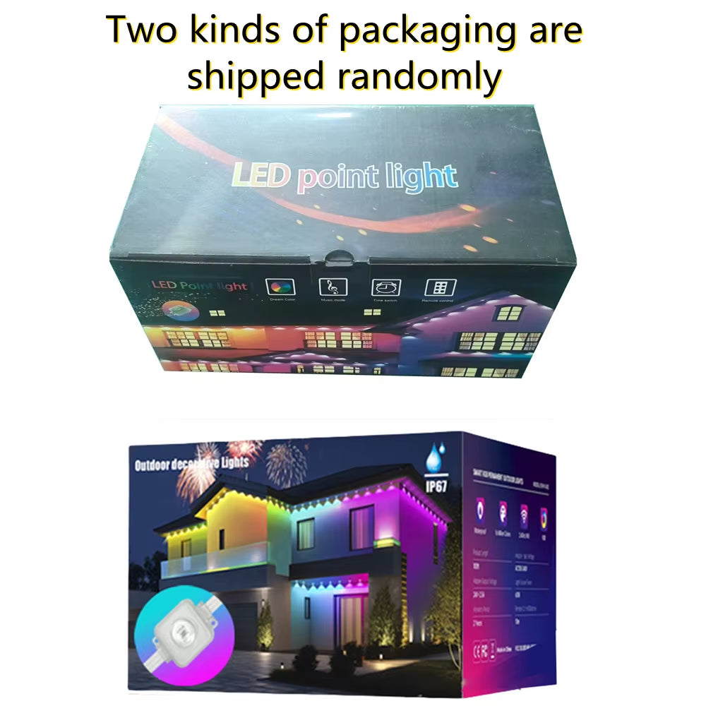 Outdoor Smart Bluetooth Eave Light, Multi-Function App Control, Eaves Lights, IP67 Waterproof, RGB, Garden Light, 15M/ 30 Leds