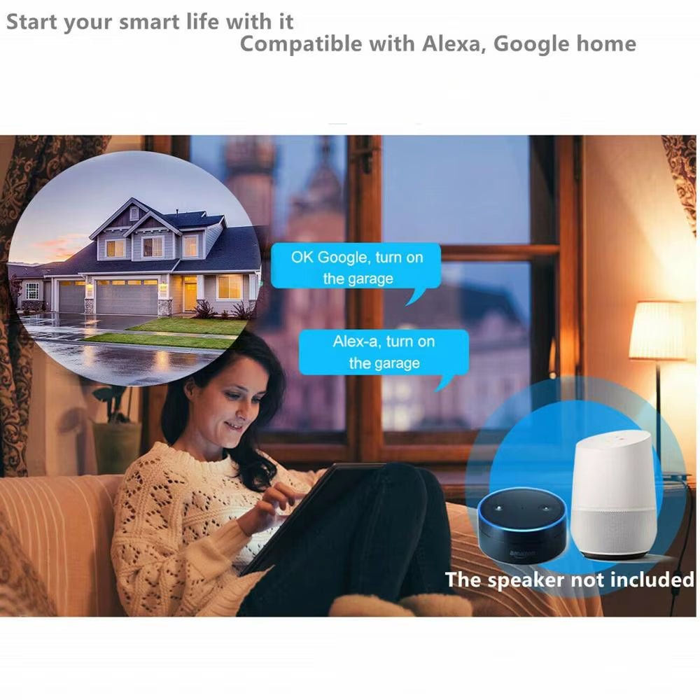 Wifi Switch Smart Garage Door Opener Controller Work with Alexa Echo Google Home Smartlife/Tuya APP Control No Hub Require