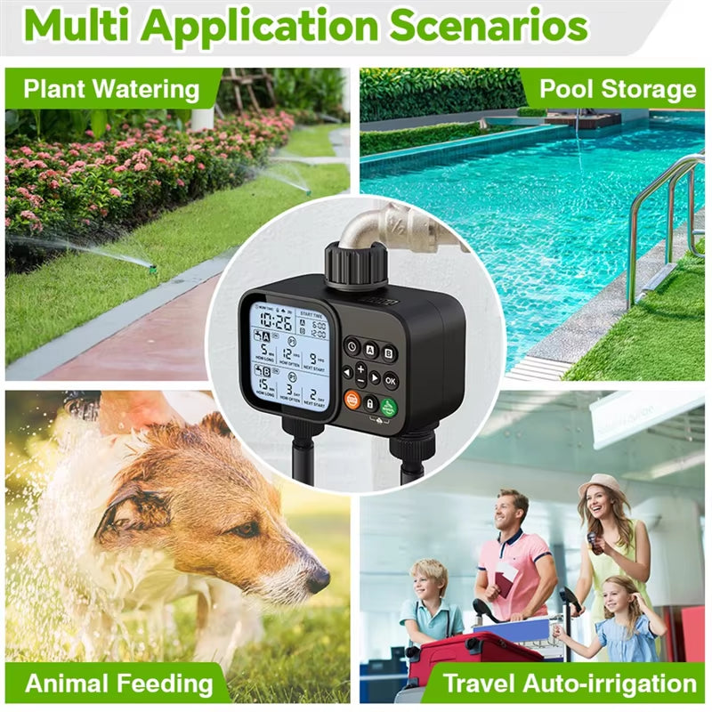 A21I-Household Solar Irrigation Timer LCD Automatic Irrigation System Outdoor Smart Garden Watering Tool Adjustable Program