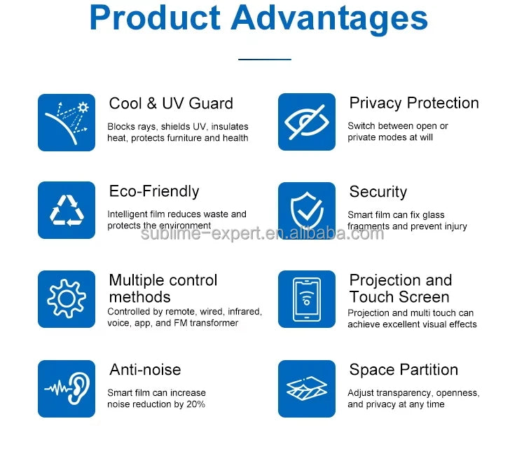 PDLC Switchable Smart Film Roll Electric Privacy Window Film Remote Control Self Adhesive PDLC Smart Film for Glass