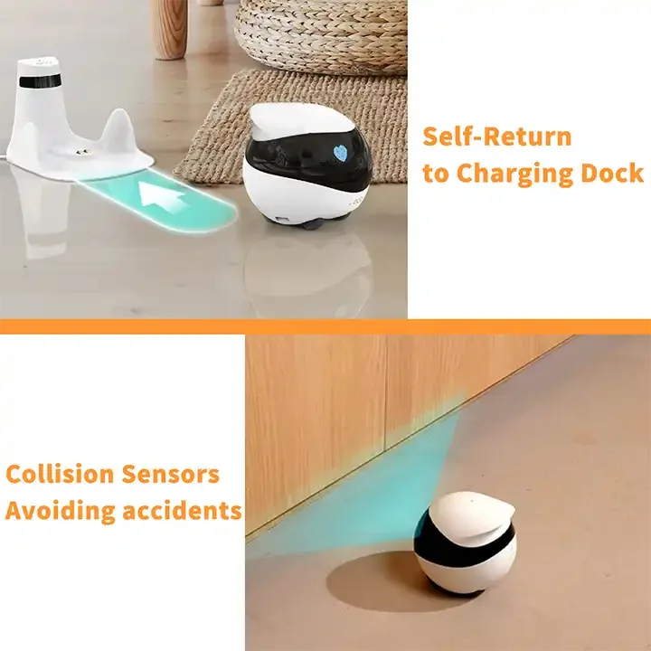 Control  Teaser Interactive Toy 32G Cat Smart Companion Robot for Pets Baby Old Man 1080P HD Security  WiFi Remote
