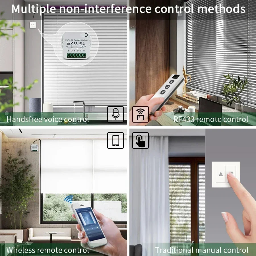 Tuya Wifi Smart Curtain Switch RF433Mhz Remote Smart Life Alexa Google Home App Voice Control Electric Roller Blinds Shutters