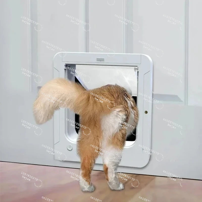 Electric Pet Door with Chip 4-Way Locking Cover Automatic Smart Pet Cat Dog Door