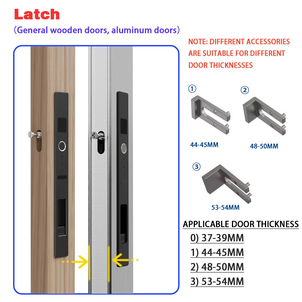 WINFREE Sliding Door Smart Lock Fingerprint Lock Tuya Bluetooth Security Protection Wooden Door for Garden Patio Balcony