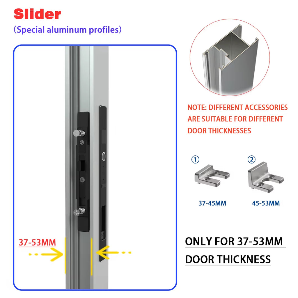 WINFREE Sliding Door Smart Lock Fingerprint Lock Tuya Bluetooth Security Protection Wooden Door for Garden Patio Balcony