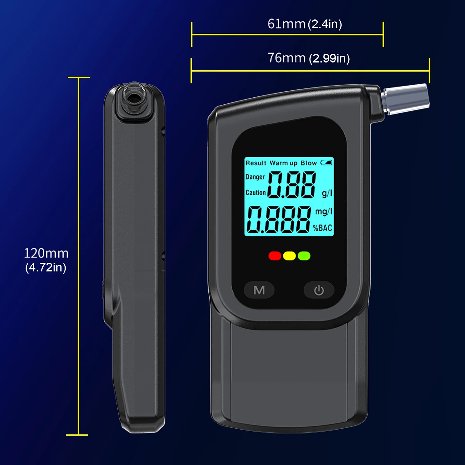Portable Breath Alcohol Tester with LED Digital Display Alcohol Detector Alcotester for Personal & Professional Use
