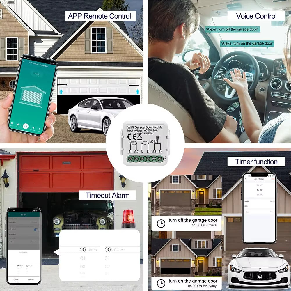 Wifi Smart Garage Door Opener Controller Tuya App Switch Automation Module Works with Alexa Google Home Siri