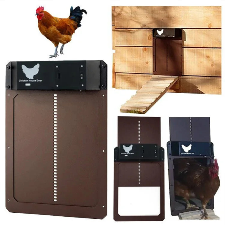IPX3 Waterproof Pet Door, Aluminum Alloy Smart Timer Auto-Lift Chicken Coop Gate for Pigeons