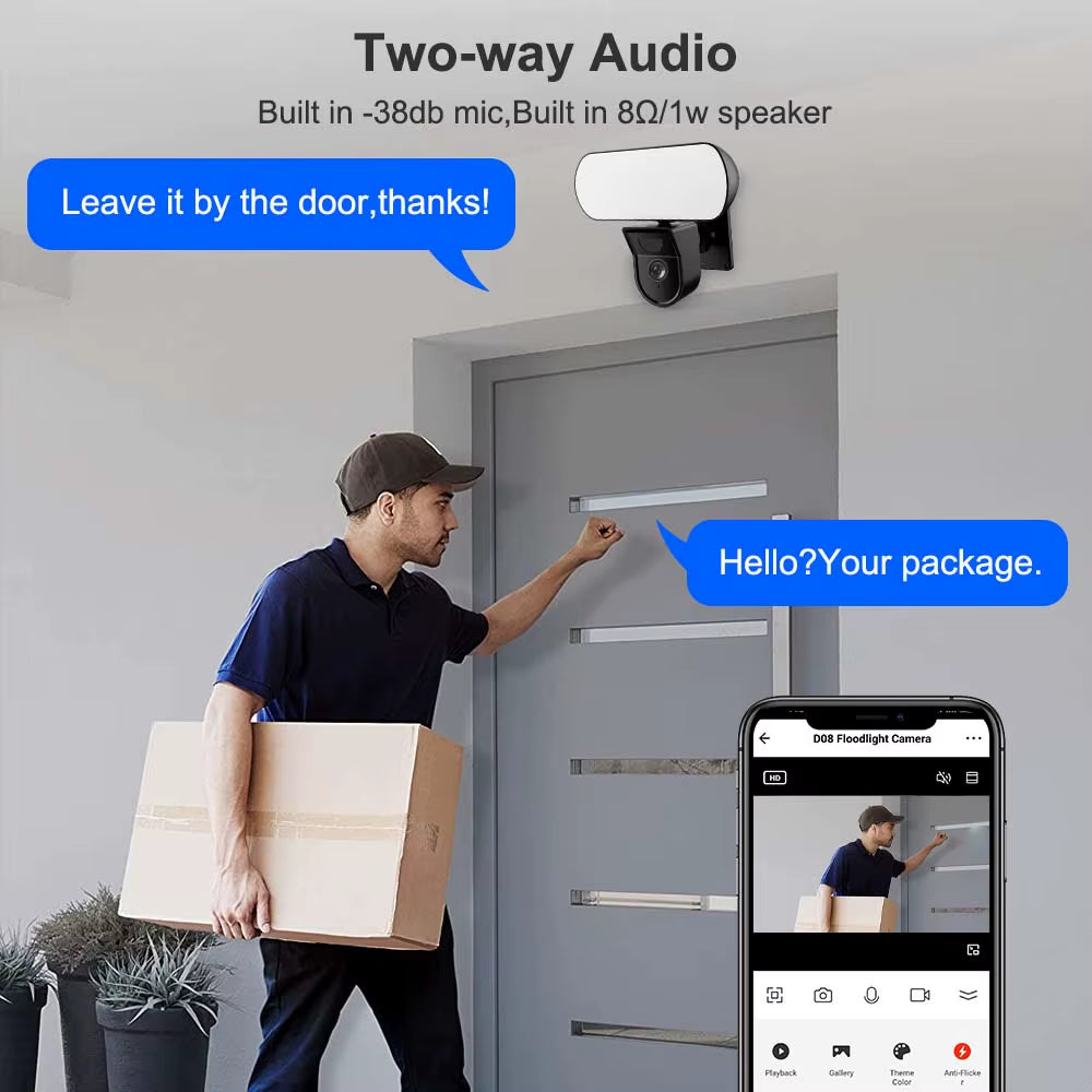 3MP Tuya Floodlight Camera Wifi 10W Garden Wall Lamp Outdoor Waterproof Security Protection Surveillance Smart Sensor Light