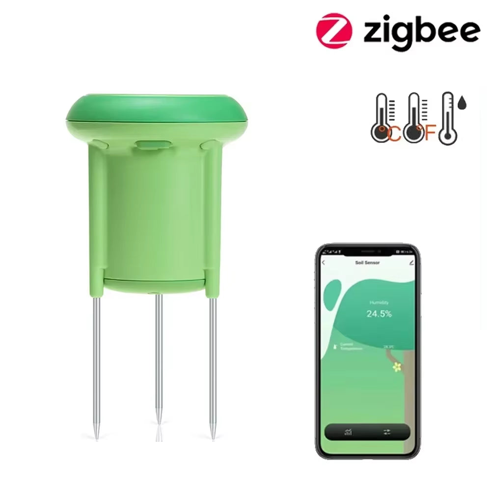 Tuya Smart Zigbee Soil Tester Temperature and Humidity Meter Waterproof Thermohygrometer Garden Automation Irrigation Detector
