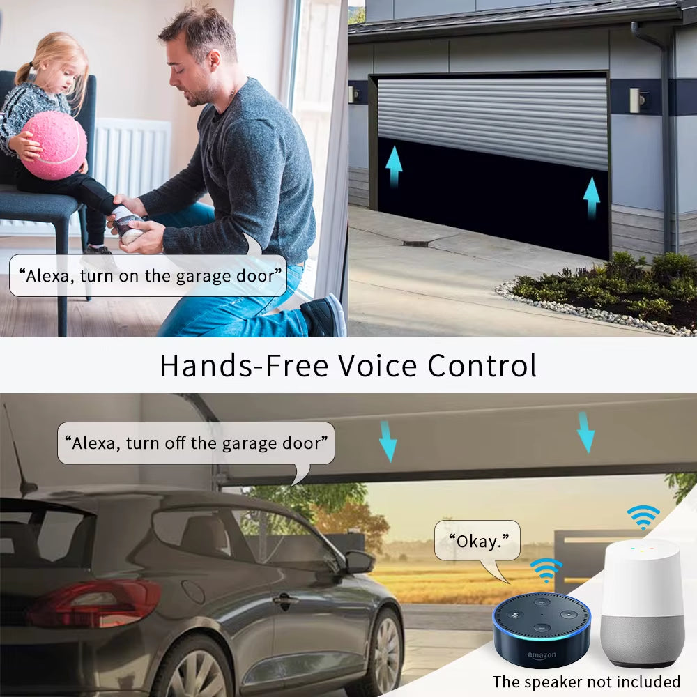 Garage Door Sensor Opener Controller Remote Wifi Switch Tuya Smart Life App Alert Works with Google Home Alexa Home Automation